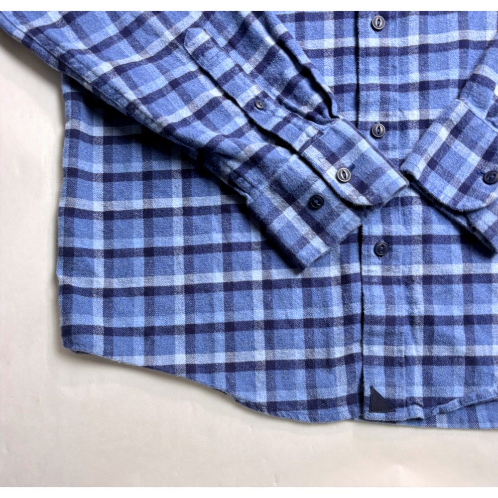 UNTUCKit Caylise Slim Fit Flannel Shirt Mens Large Blue Plaid Cotton 40345 - Picture 10 of 11